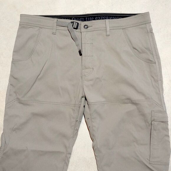 Prana Zion Hiking Pants Mens 38x30 Stretch Belted Vent Roll Up Snap Leg Cargo - Picture 2 of 11